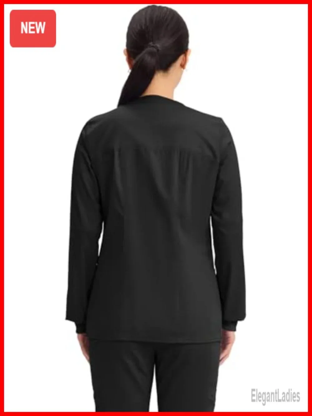 Cherokee Scrub Jacket Women 3 Pocket Zip Front Brushed Twill Stretch